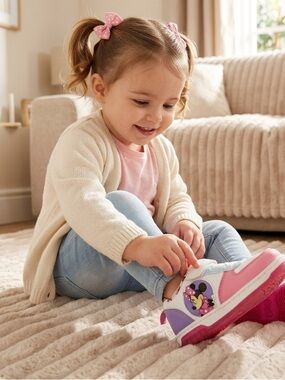 Kids Pink Minnie Character Light-Up Sneakers